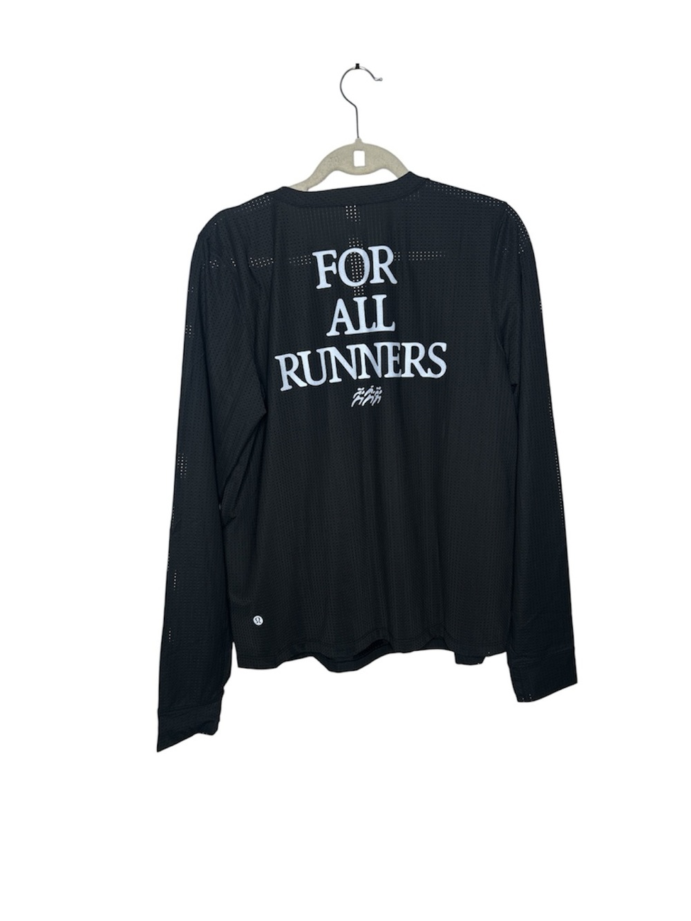 Lululemon Mesh Long Sleeve "For All Runners" Black Top โ Size 10 NWT